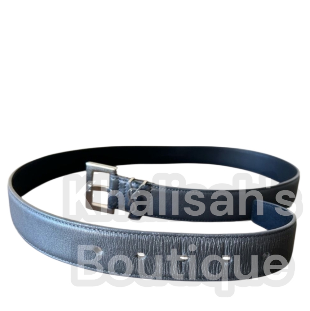 AUTHENTIC YSL SAINT LAURENT BELT  CASSANDRE MONIGRAM GREY STORM SILVER HARDWADE - Picture 8 of 16